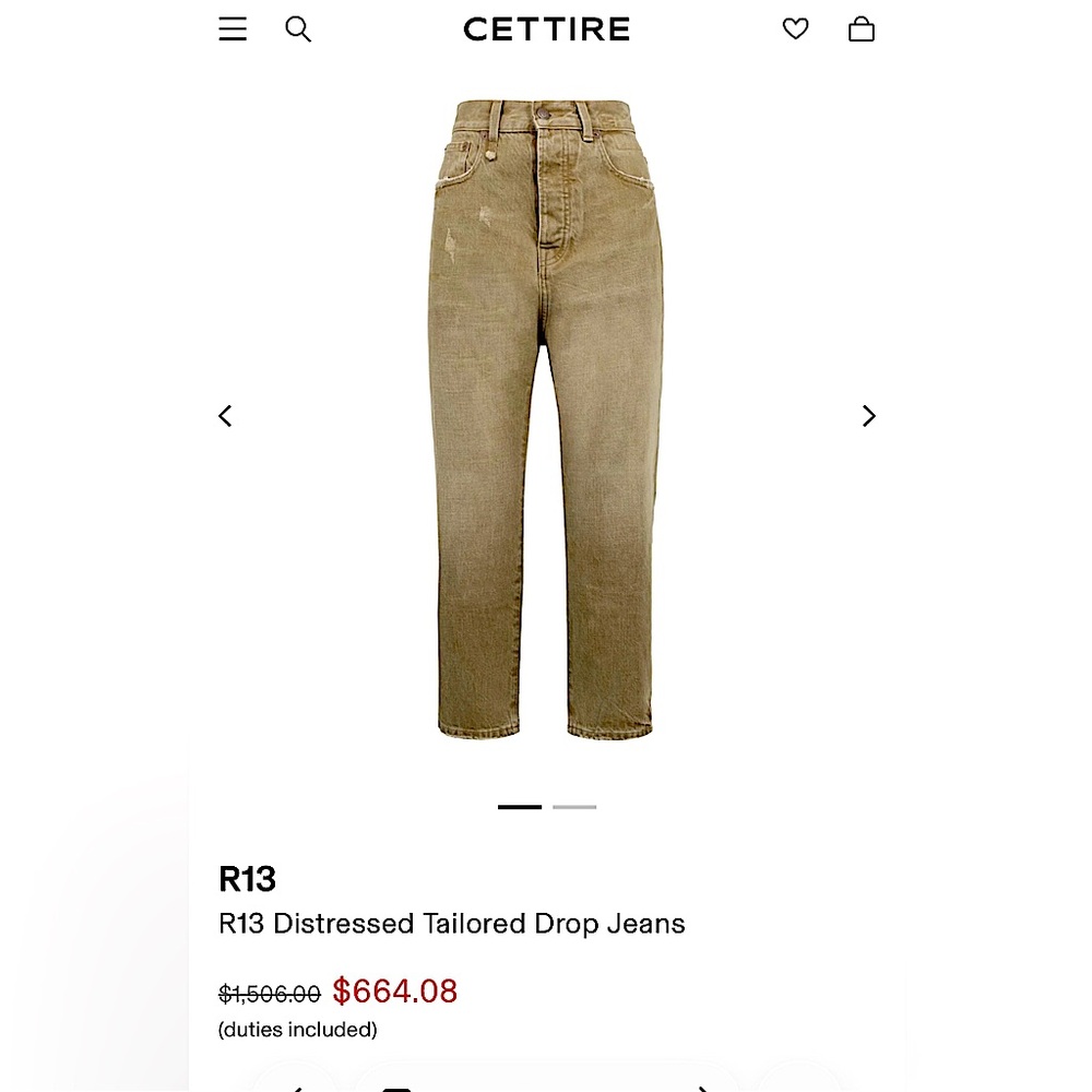 R13 Tailor Drop Denim Jeans *crossover edition*